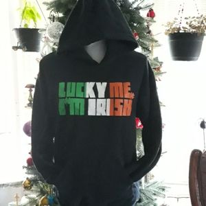 Lucky Me I'm Irish black hooded sweatshirt